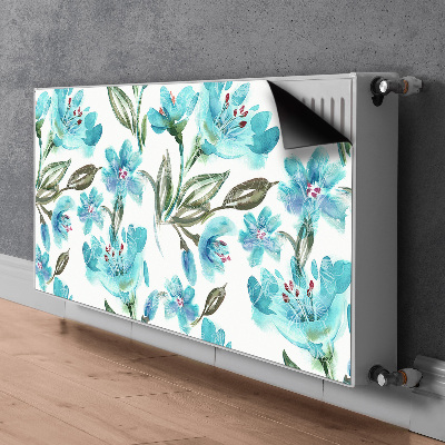 Magnetic radiator mat Turquoise flowers