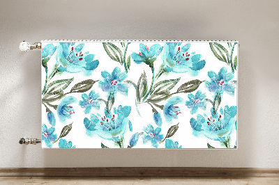 Magnetic radiator mat Turquoise flowers