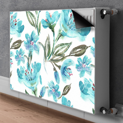 Magnetic radiator mat Turquoise flowers