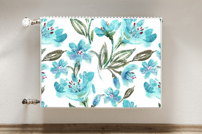 Magnetic radiator mat Turquoise flowers