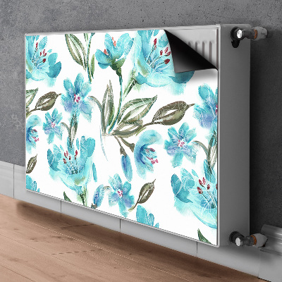 Magnetic radiator mat Turquoise flowers