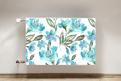 Magnetic radiator mat Turquoise flowers