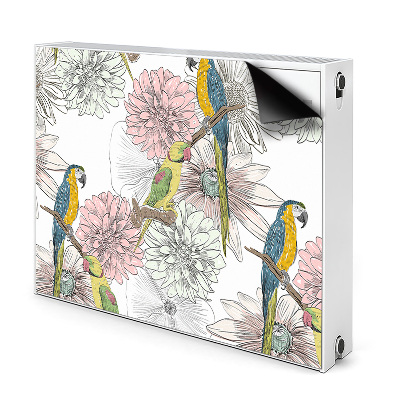 Decorative radiator mat Parrot and flowers