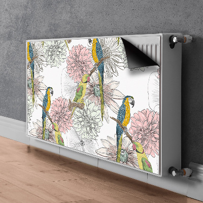 Decorative radiator mat Parrot and flowers