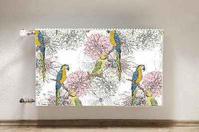 Decorative radiator mat Parrot and flowers