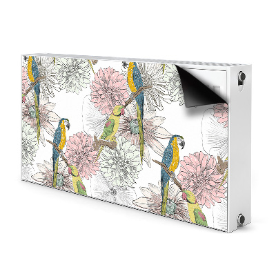 Decorative radiator mat Parrot and flowers