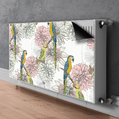 Decorative radiator mat Parrot and flowers