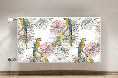 Decorative radiator mat Parrot and flowers