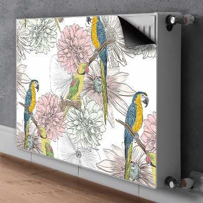 Decorative radiator mat Parrot and flowers