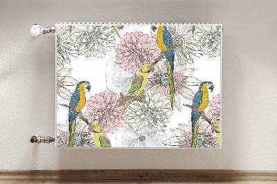 Decorative radiator mat Parrot and flowers