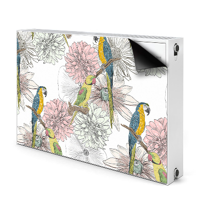 Decorative radiator mat Parrot and flowers