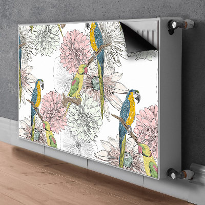 Decorative radiator mat Parrot and flowers