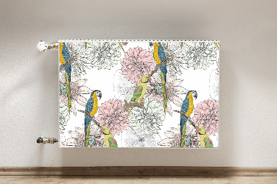 Decorative radiator mat Parrot and flowers