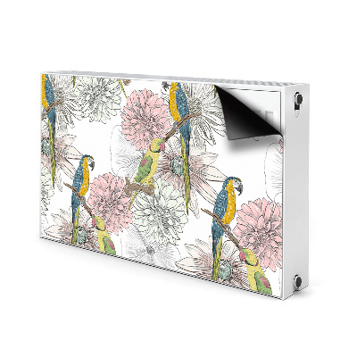 Decorative radiator mat Parrot and flowers