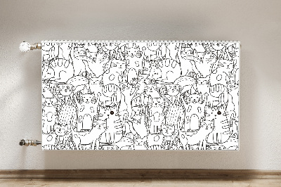 Decorative radiator cover Doodlestyle cats