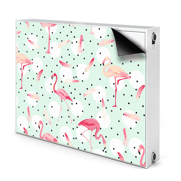 Magnetic radiator mat Flamingos and dots