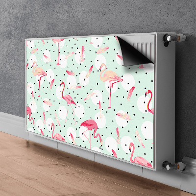 Magnetic radiator mat Flamingos and dots