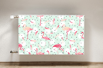 Magnetic radiator mat Flamingos and dots