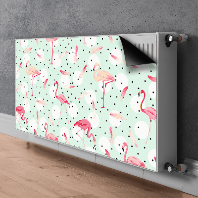 Magnetic radiator mat Flamingos and dots