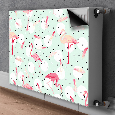 Magnetic radiator mat Flamingos and dots