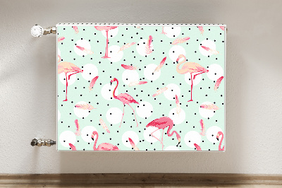 Magnetic radiator mat Flamingos and dots