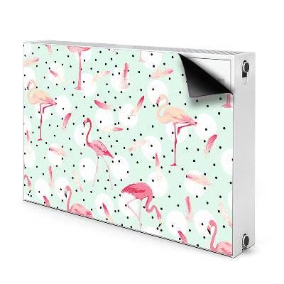 Magnetic radiator mat Flamingos and dots