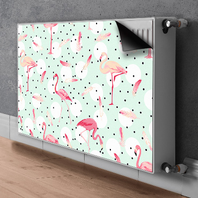 Magnetic radiator mat Flamingos and dots