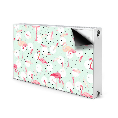 Magnetic radiator mat Flamingos and dots