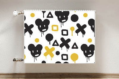 Magnetic radiator mat Graffiti black and yellow