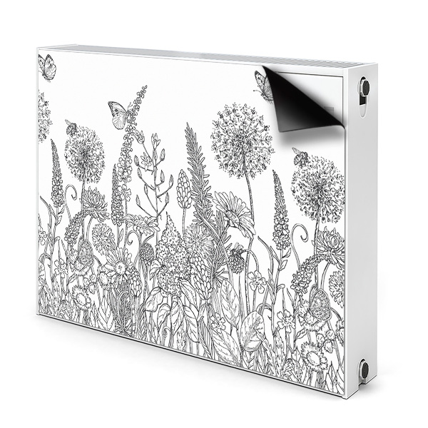 Decorative radiator cover Sketch of flowers