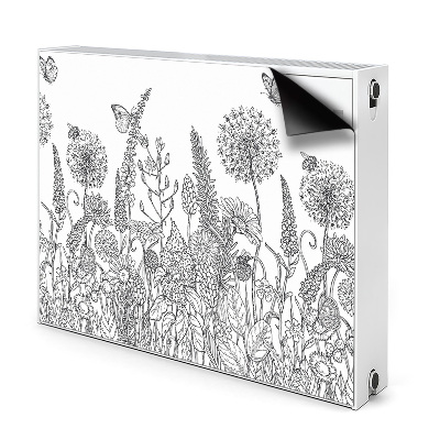 Decorative radiator cover Sketch of flowers