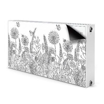 Decorative radiator cover Sketch of flowers