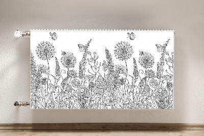 Decorative radiator cover Sketch of flowers