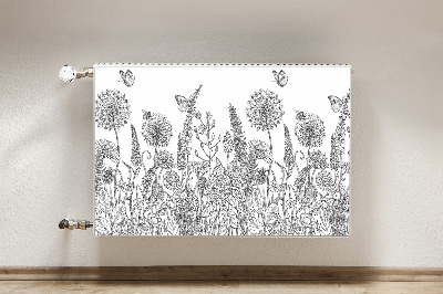 Decorative radiator cover Sketch of flowers