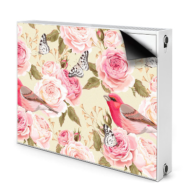 Magnetic radiator mat Birds flowers butterflies