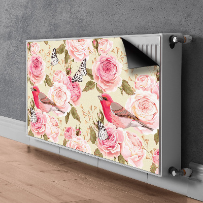 Magnetic radiator mat Birds flowers butterflies