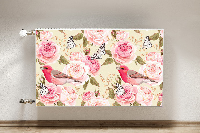 Magnetic radiator mat Birds flowers butterflies