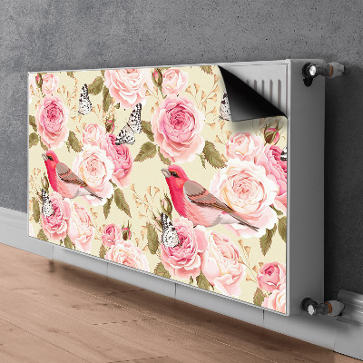 Magnetic radiator mat Birds flowers butterflies