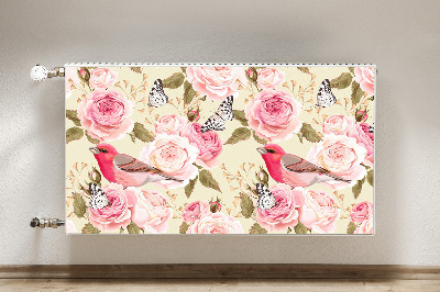 Magnetic radiator mat Birds flowers butterflies