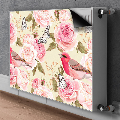 Magnetic radiator mat Birds flowers butterflies