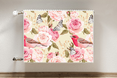 Magnetic radiator mat Birds flowers butterflies