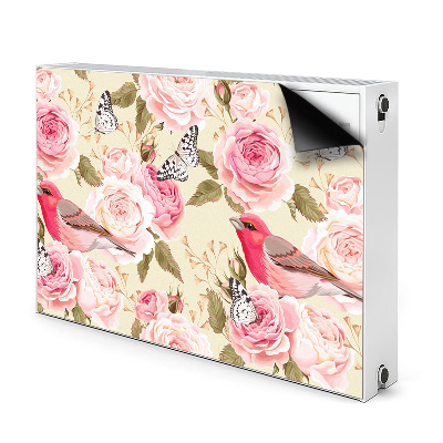 Magnetic radiator mat Birds flowers butterflies