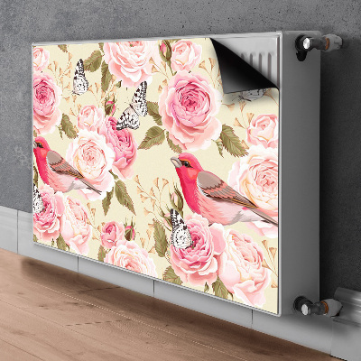 Magnetic radiator mat Birds flowers butterflies