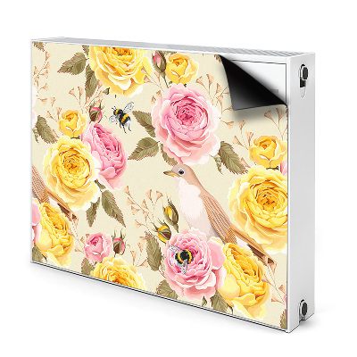 Magnetic radiator mat Birds and roses