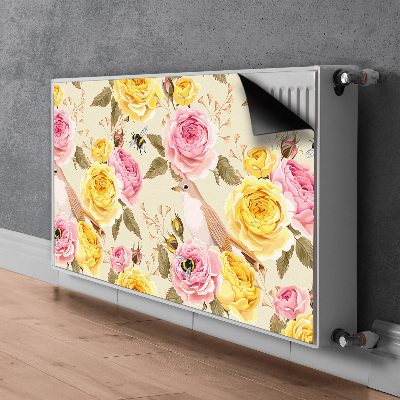 Magnetic radiator mat Birds and roses