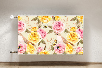 Magnetic radiator mat Birds and roses