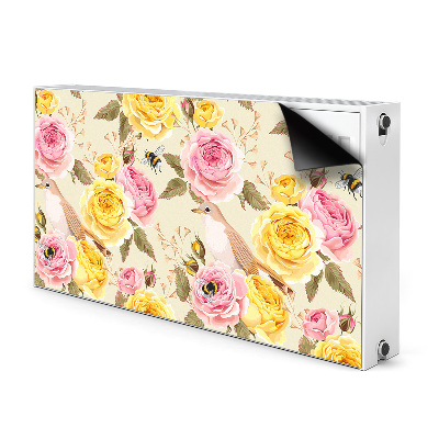 Magnetic radiator mat Birds and roses