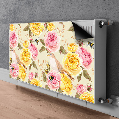 Magnetic radiator mat Birds and roses