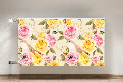 Magnetic radiator mat Birds and roses