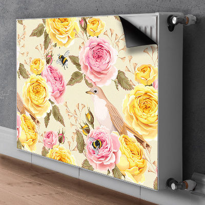 Magnetic radiator mat Birds and roses